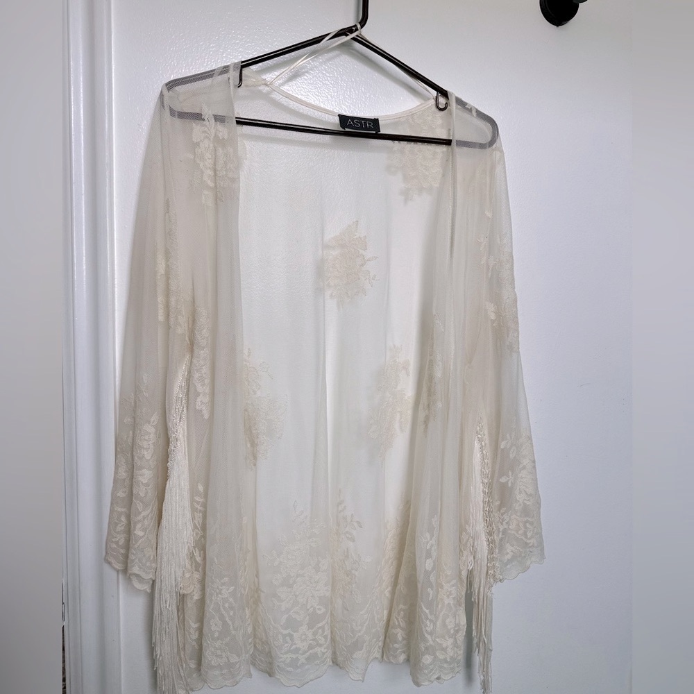 Ivory Rayon Lace ASTR Cardigan Style # AD804901 M/L fit